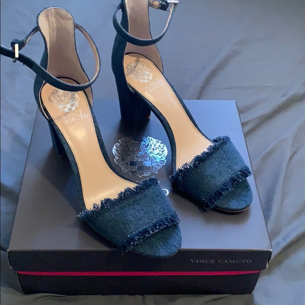 Vince Camuto Jean Material Block Heels
